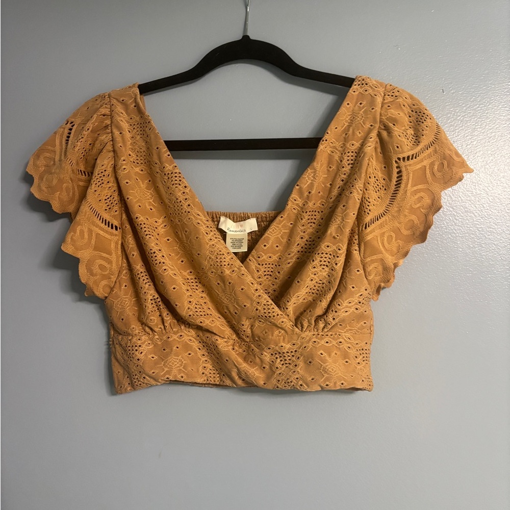 Urban Romantics Tan Lace Women Crop Top